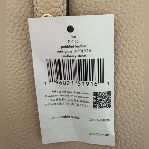 SOLD Kate Spade Mulberry Street Lise Pebbled Leather Crossbody Satchel, Cream - Picture 15 of 15